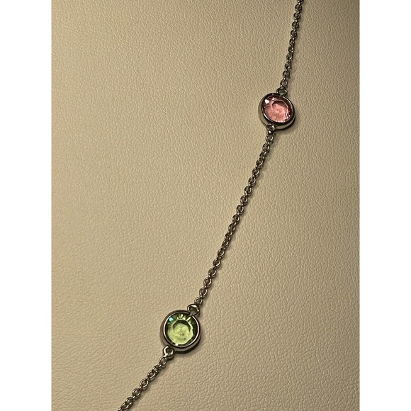 IBB Jewelry Ibb Colorful Crystal Station Necklace Silver Y2k Fairy